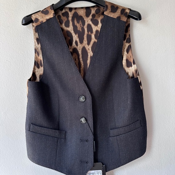 Dolce&Gabbana kids suit vest wool blend leopard print size 8 NWT - Picture 1 of 14